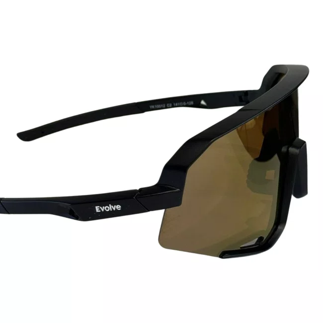 Óculos de sol Evolve, modelo esportivo em Preto com lente Marrom