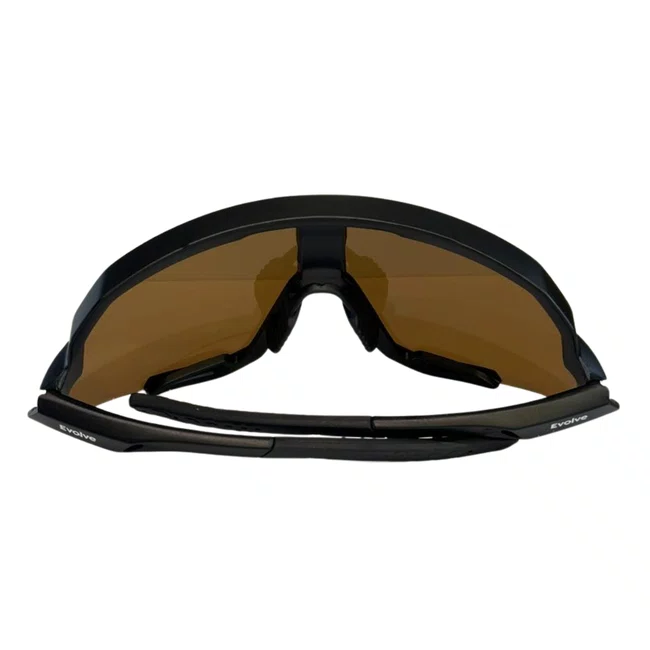 Óculos de sol Evolve, modelo esportivo em Preto com lente Marrom