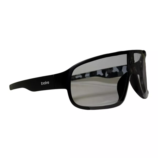 Óculos de sol Evolve, modelo esportivo em Preto com Lente Transparente com Escurecimento