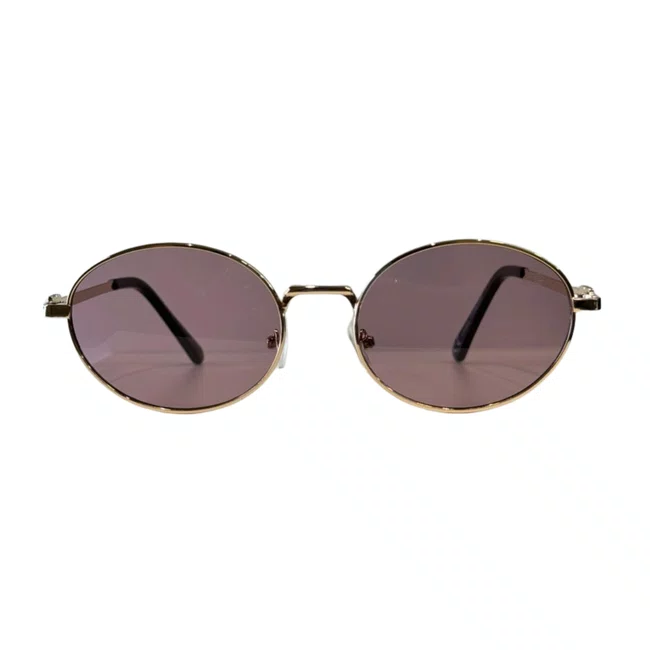 Óculos de sol Evolve, modelo Oval Metal em Dourado lente Rosa