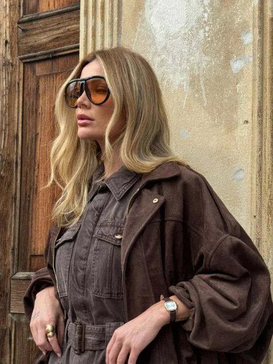 Óculos de sol feminino Evolve, modelo Máscara em Preto com lentes Cosméticas Amarelas