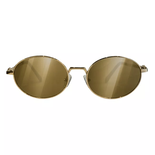 Óculos de sol Oval Evolve, em Metal Dourado com Lente Marrom Espelhada