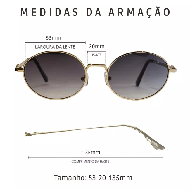 Óculos de sol Oval Evolve, em Metal Dourado com Lente Marrom Espelhada