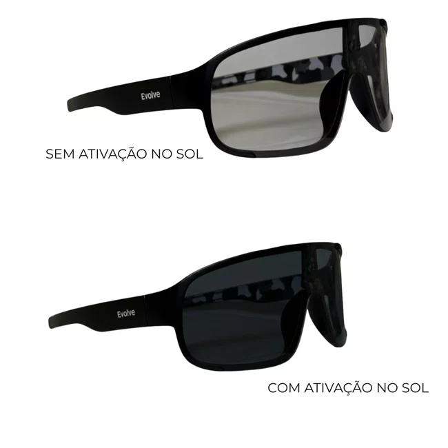 Óculos Esportivo Evolve, Lente Transparente com Escurecimento