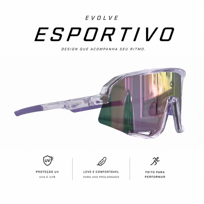 Óculos Esportivo Evolve Lilás Espelhado