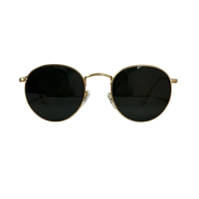 Óculos Solar Evolve Redondo Clássico de Metal Dourado e Lente Cinza