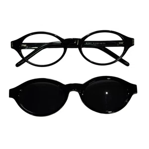 Óculos de Grau 2 em 1 com Clip-On Solar Evolve – Oval Preto Luxo