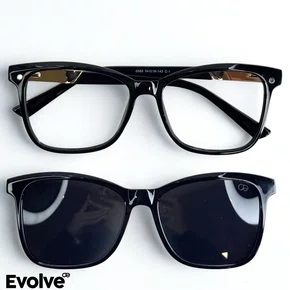 Óculos de grau feminino clip-on, modelo 2 em 1 preto