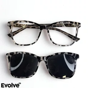 Óculos de grau feminino clip on, modelo 2 em 1 Demi Tartaruga