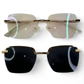 Óculos de grau feminino clip-on, modelo 2 em 1 Balgriff metal em Dourado