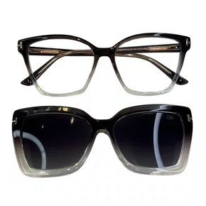 Óculos de grau feminino clip-on, modelo 2 em 1 em Marrom Degradê