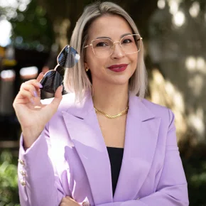 Óculos de grau feminino clip-on, modelo 2 em 1 em metal em Dourado