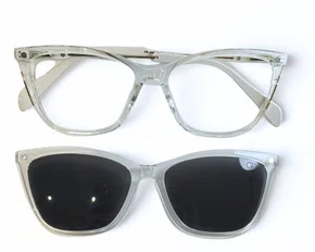 Óculos de Grau Feminino Clip-on Modelo 2 em 1 em Transparente