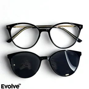 Óculos de Grau Feminino Clip-on, Modelo 2 em 1 Preto