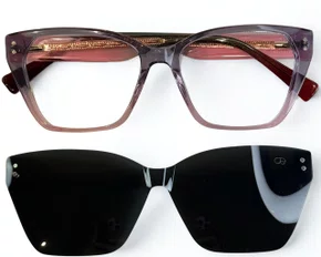 Óculos de Grau Feminino Clip-on Modelo 2 em 1 Rosa Degradê