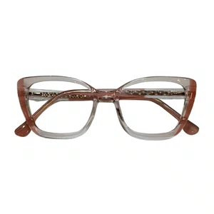 Óculos de grau feminino Evolve, modelo gatinho em Transparente com Rosê