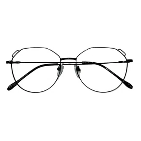Óculos de grau feminino, modelo hexagonal metal em Preto