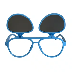 Óculos de grau infantil clip-on, modelo 2 em 1 em Azul