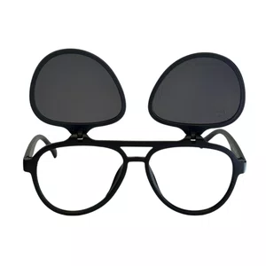 Óculos de grau infantil clip-on, modelo 2 em 1 em Preto