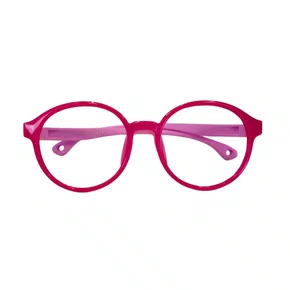 Óculos de grau infantil, modelo redondo em Rosa Claro