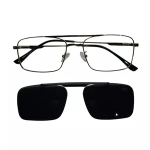 Óculos de grau masculino clip-on Evolve, modelo 2 em 1 em Prata