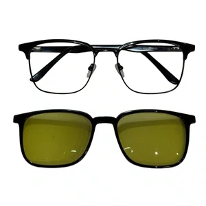 Óculos de grau masculino clip-on Evolve, modelo 2 em 1 em Preto