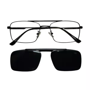 Óculos de grau masculino clip-on Evolve, modelo 2 em 1 em Preto