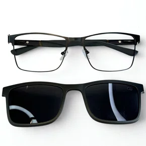 Óculos de Grau Masculino Clip-on Modelo 2 em 1 em Verde