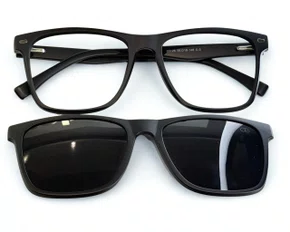 Óculos de Grau Masculino Clip-on Modelo 2 em 1 Preto Fosco