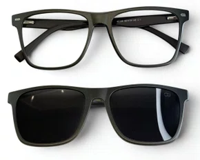 Óculos de Grau Masculino Clip-on Modelo 2 em Verde Metalizado