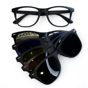 Óculos de Grau Masculino Clip-on Modelo  6 em 1 em Preto