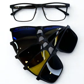 Óculos de Grau Masculino Clip-on Modelo  6 em 1 em Preto