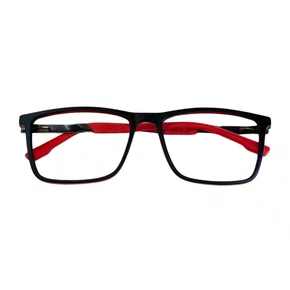 Óculos de grau masculino modelo quadrado em Preto com fundo Vermelho
