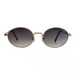 Óculos de sol Evolve, modelo Oval Metal em Dourado lente Cinza Degradê