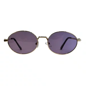 Óculos de sol Evolve, modelo Oval Metal em Dourado lente Roxa