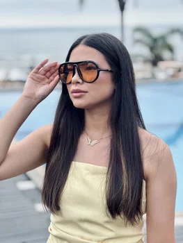 Óculos de sol feminino Evolve, modelo Máscara em Preto com lentes Cosméticas Amarelas