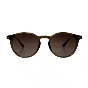 Óculos de sol feminino Evolve, modelo Redondo em Marrom Translúcido