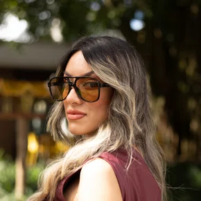 Óculos de sol feminino, modelo aviador em Preto