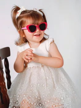 Óculos de sol infantil, modelo gatinho em Rosa