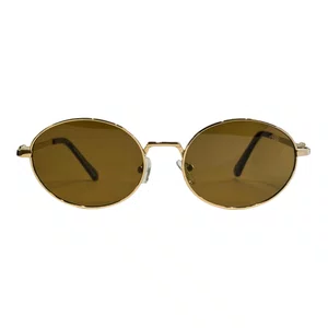 Óculos de sol Oval Evolve, em Metal Dourado com Lente Marrom