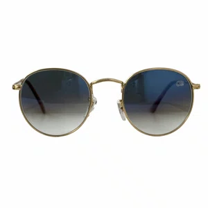 Óculos Solar Evolve Redondo Clássico de Metal Dourado e Lente Azul Degradê