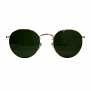 Óculos Solar Evolve Redondo Clássico de Metal Dourado e Lente Verde