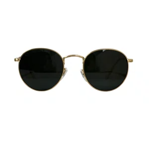Óculos Solar Evolve Redondo Clássico de Metal Dourado e Lente Cinza