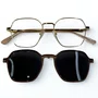 Óculos de grau feminino clip-on, modelo 2 em 1 em Metal Dourado