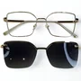 Óculos de grau feminino clip-on, modelo 2 em 1 em metal em Dourado