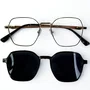 Óculos de grau feminino clip-on, modelo 2 em 1 em Metal Preto e Dourado