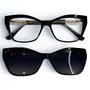 Óculos de grau feminino clip-on, modelo 2 em 1 em Preto