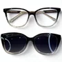 Óculos de grau feminino clip-on, modelo 2 em 1 em Preto Degradê