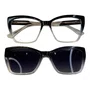 Óculos de grau feminino clip-on, modelo 2 em 1 em Preto Degradê