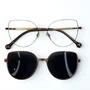 Óculos de grau feminino clip-on, modelo 2 em 1 Metal Dourado